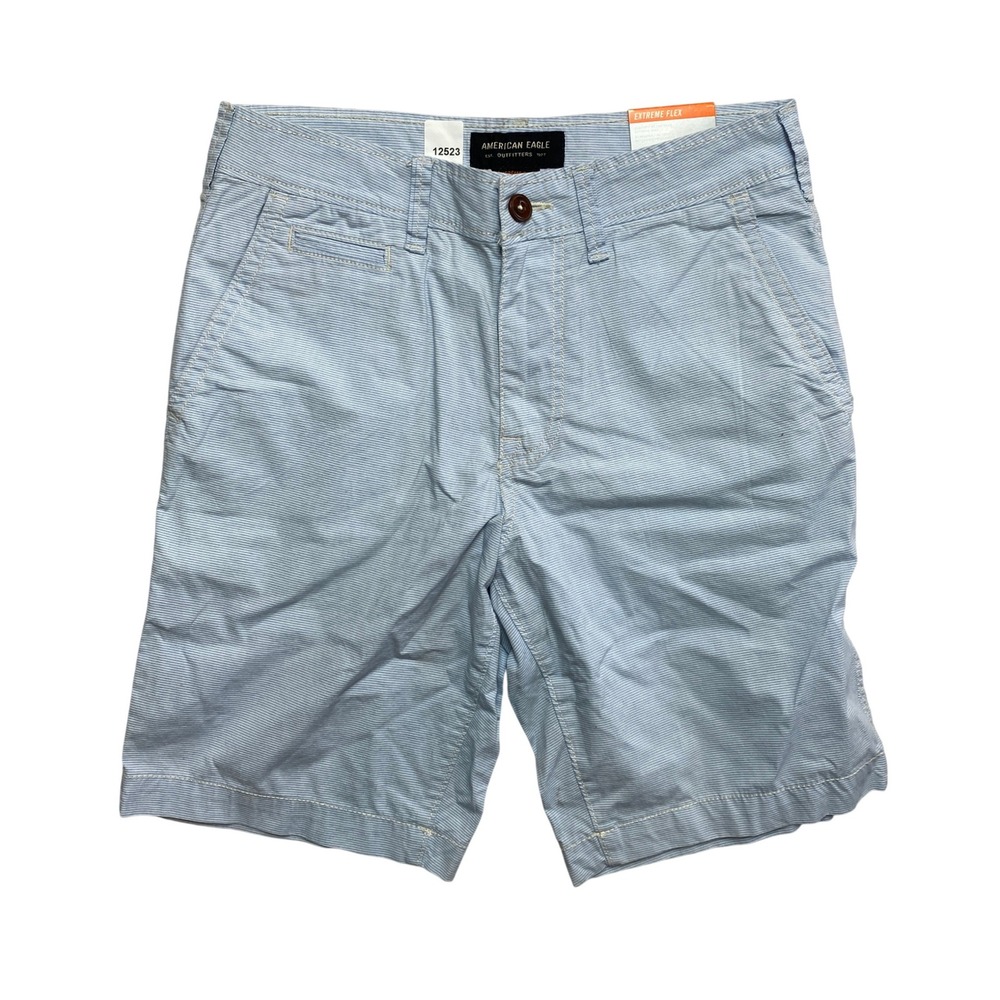 American Eagle Shorts Mens 28 Blue Classic At The Knee Extreme Flex Pinstripe
